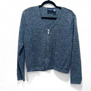 Liz Claiborne vintage Blue Cardigan Sweater with Zip Front MP